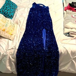 Blue sequence prom dress worn once in very good condition looks brand new